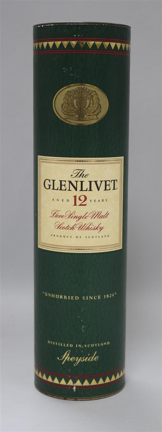A bottle of Glenlivet 12 year old Single Malt whisky